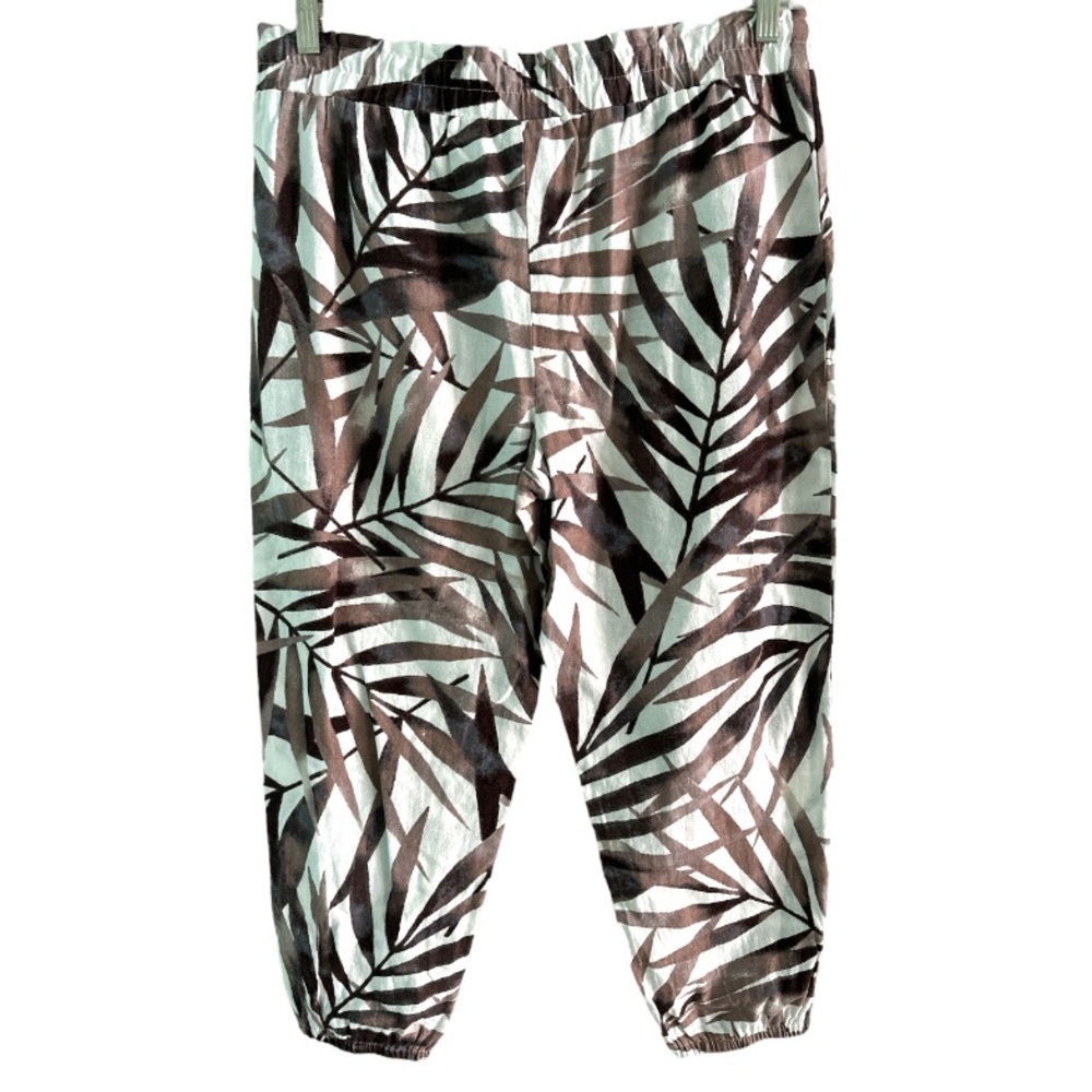 NYCC palm print linen pants 12 - Picture 2 of 6